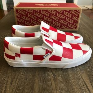 Vans CLASSIC SLIP ON Leather Check Men Size 10
